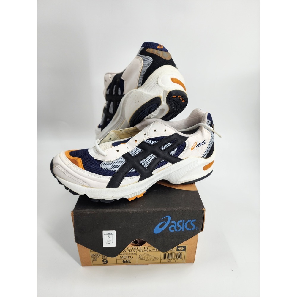 Rare Asics Gel-Cumulus Vintage Running Shoes Mens 9 White Navy Orange TN10K 5090
